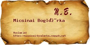 Micsinai Boglárka névjegykártya